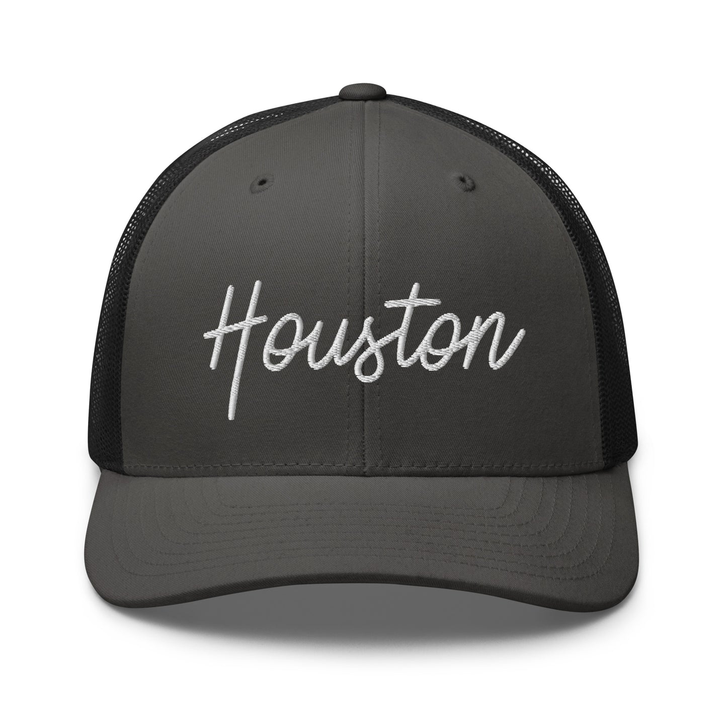 Houston Retro Script Mid 6 Panel Snapback Trucker Hat