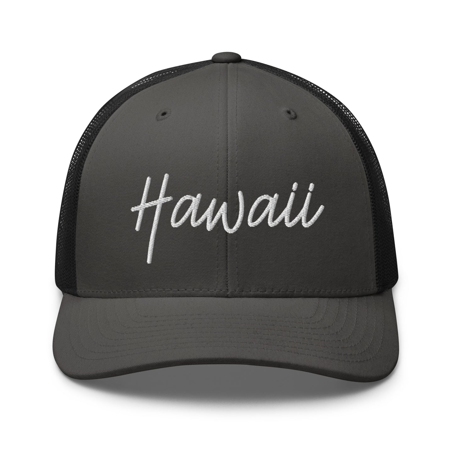 Hawaii Retro Script Mid 6 Panel Snapback Trucker Hat