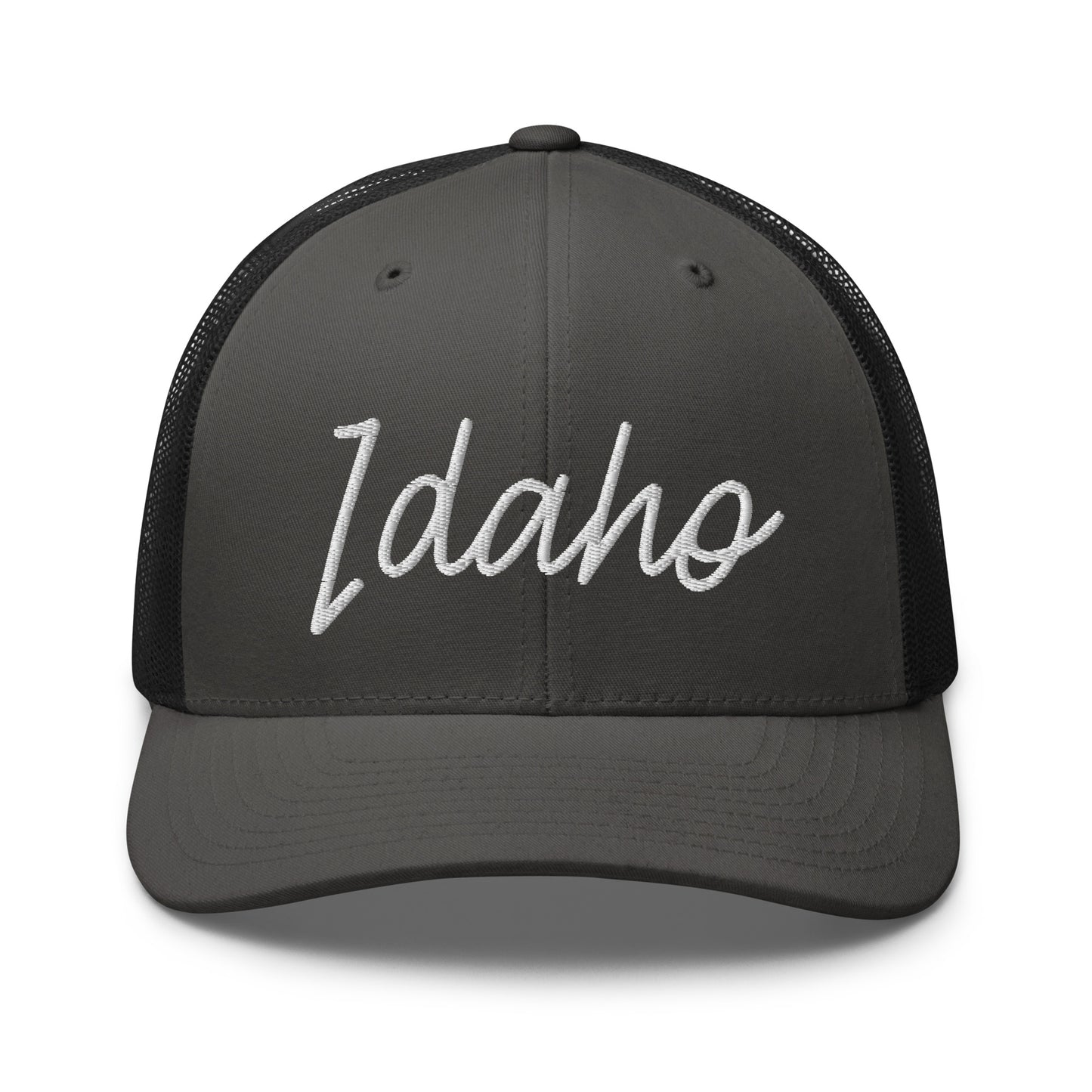 Idaho Retro Script Mid 6 Panel Snapback Trucker Hat