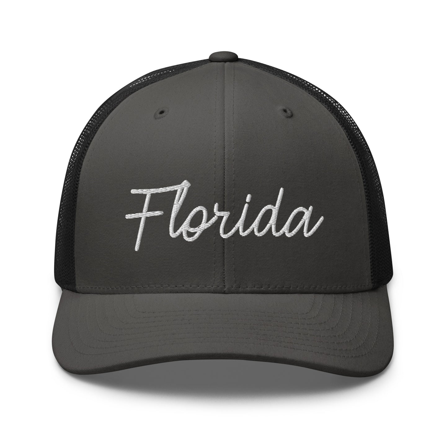 Florida Retro Script Mid 6 Panel Snapback Trucker Hat