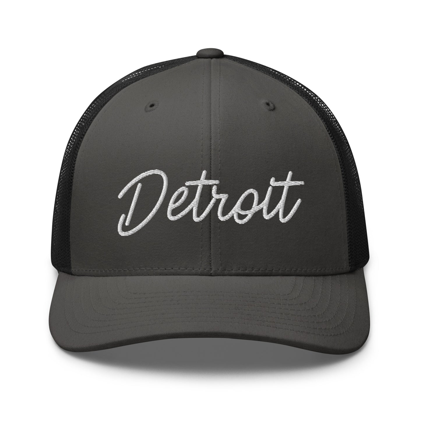 Detroit Retro Script Mid 6 Panel Snapback Trucker Hat