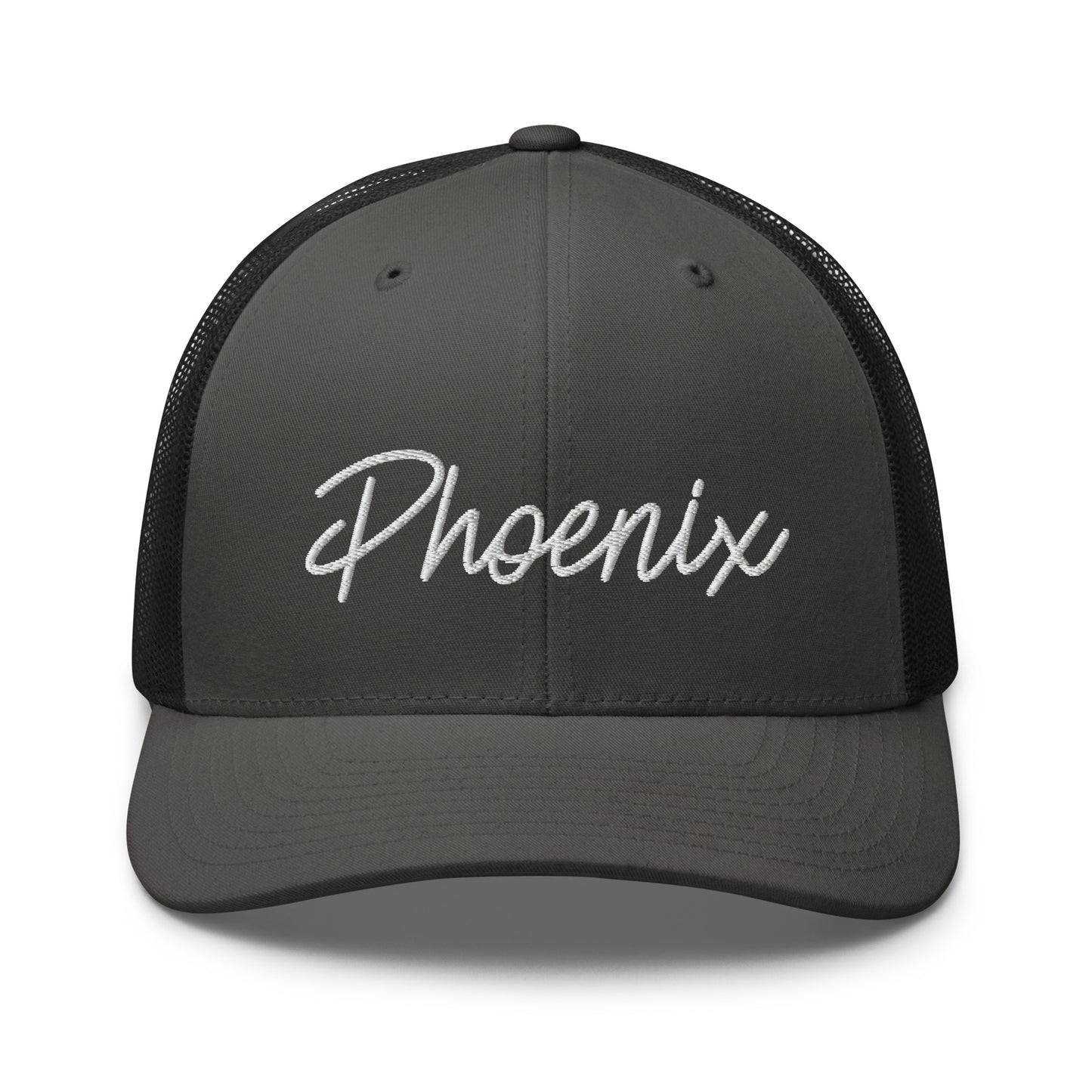 Phoenix Retro Script Mid 6 Panel Snapback Trucker Hat