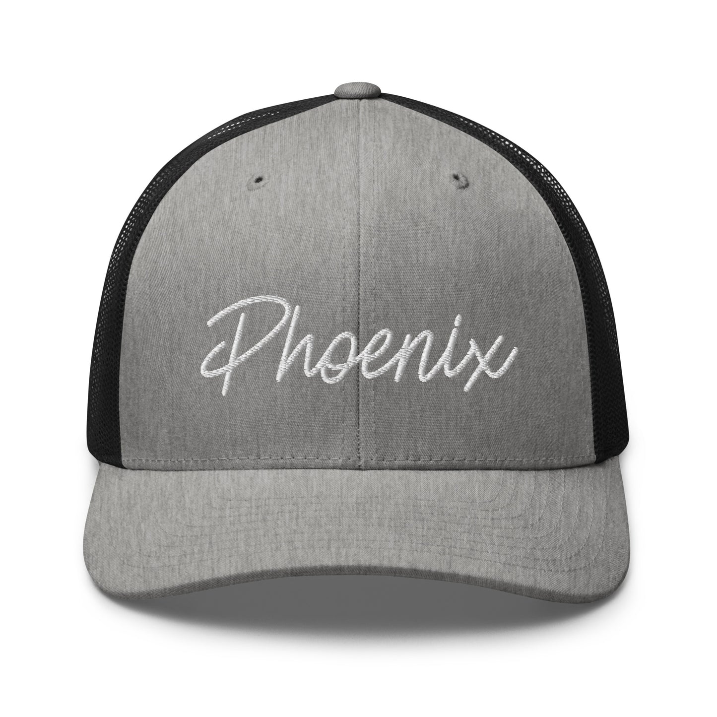 Phoenix Retro Script Mid 6 Panel Snapback Trucker Hat