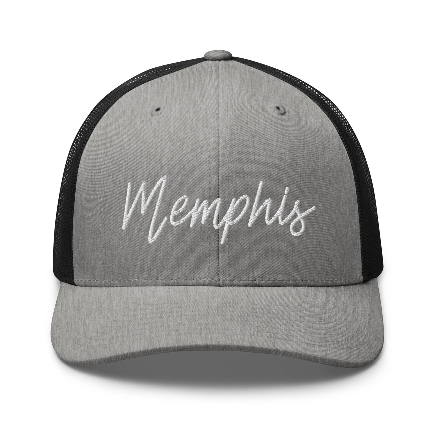 Memphis Retro Script Mid 6 Panel Snapback Trucker Hat