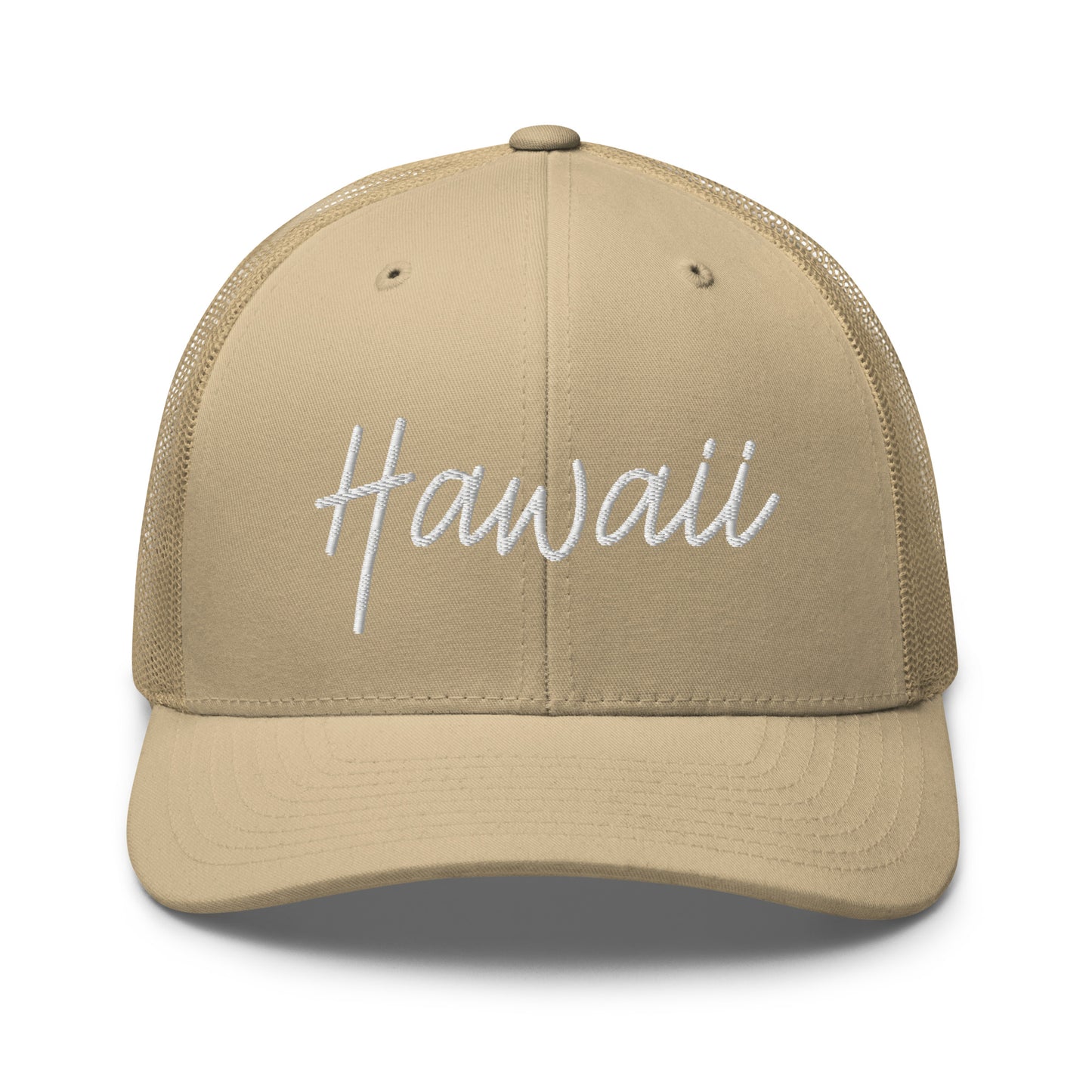 Hawaii Retro Script Mid 6 Panel Snapback Trucker Hat