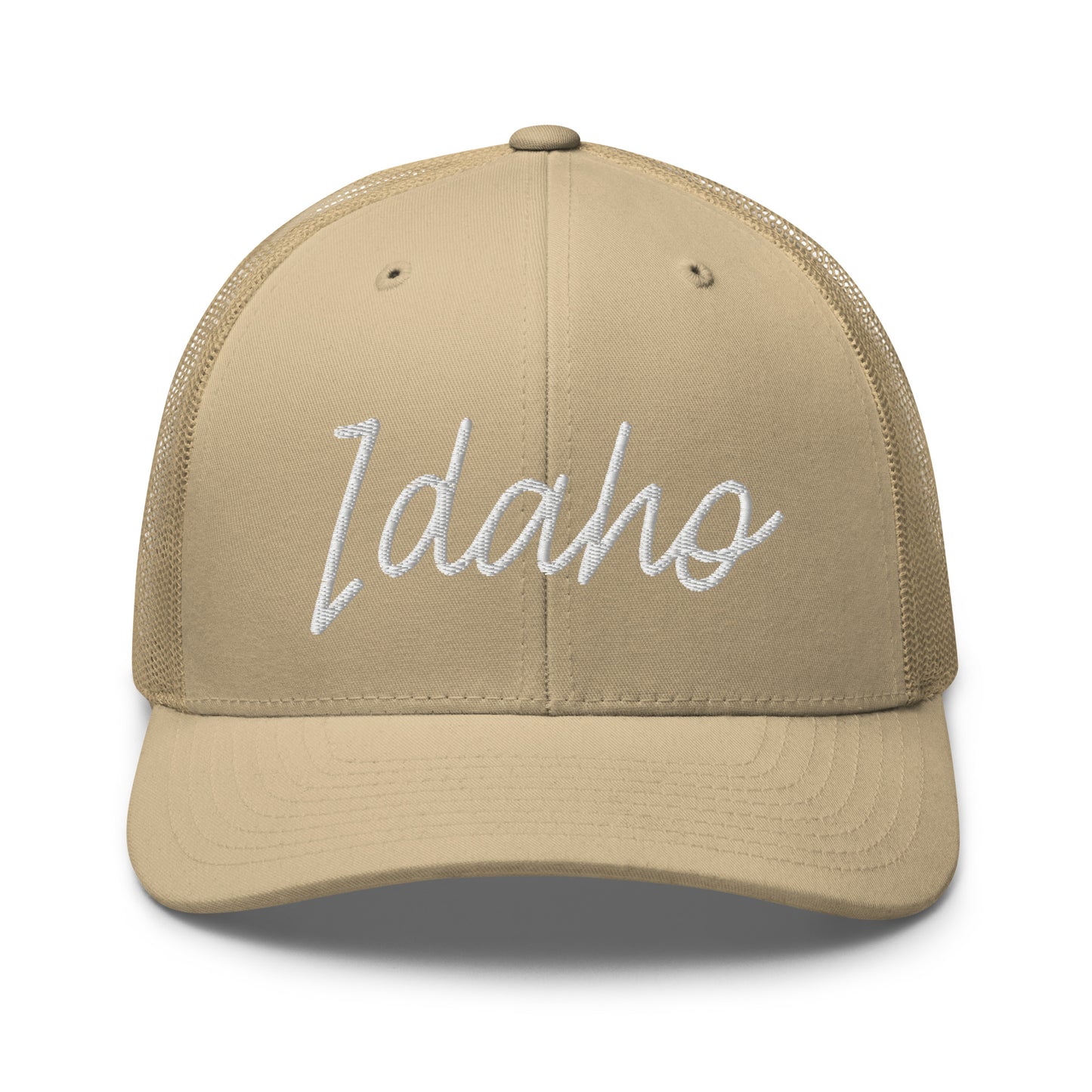 Idaho Retro Script Mid 6 Panel Snapback Trucker Hat