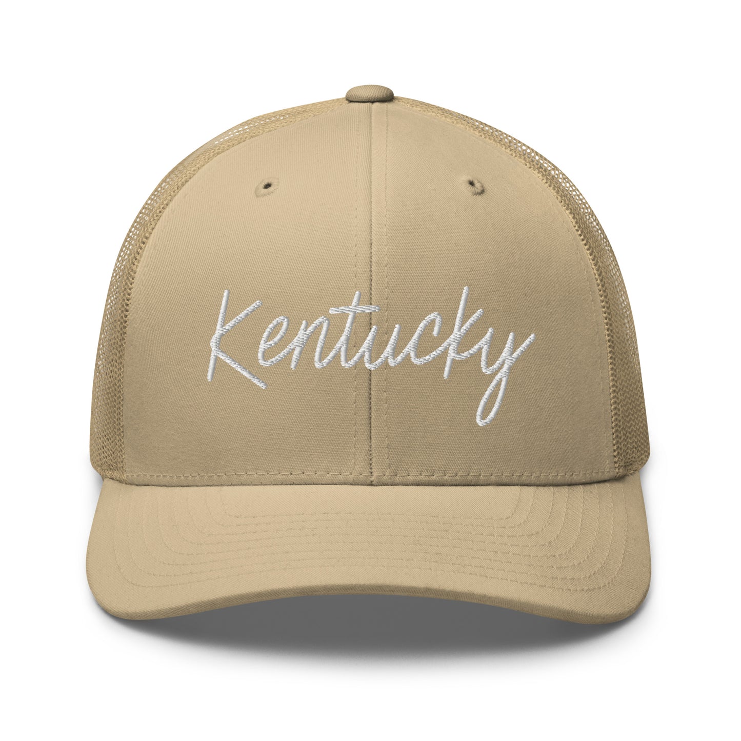 Kentucky Retro Script Mid 6 Panel Snapback Trucker Hat