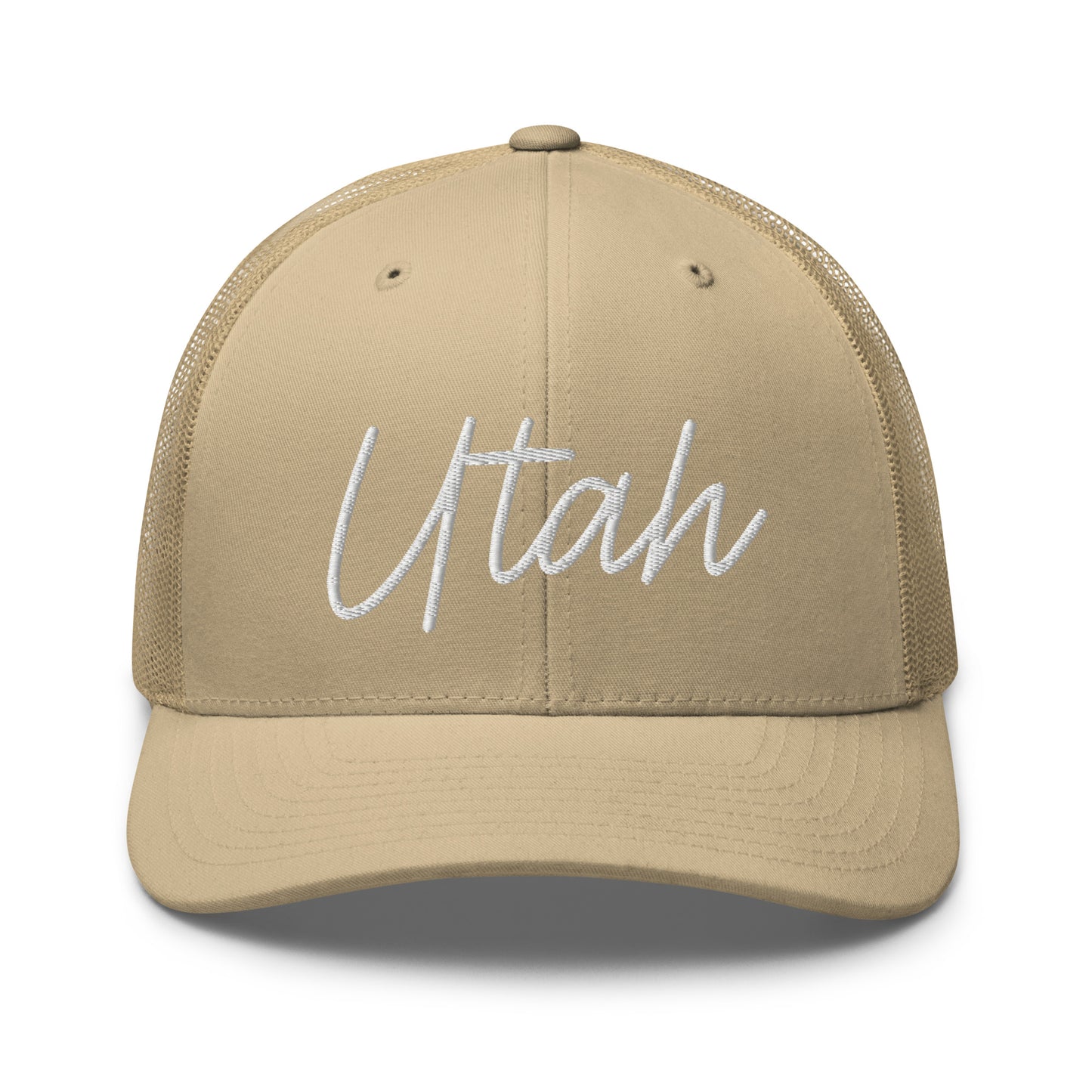 Utah Retro Script Mid 6 Panel Snapback Trucker Hat