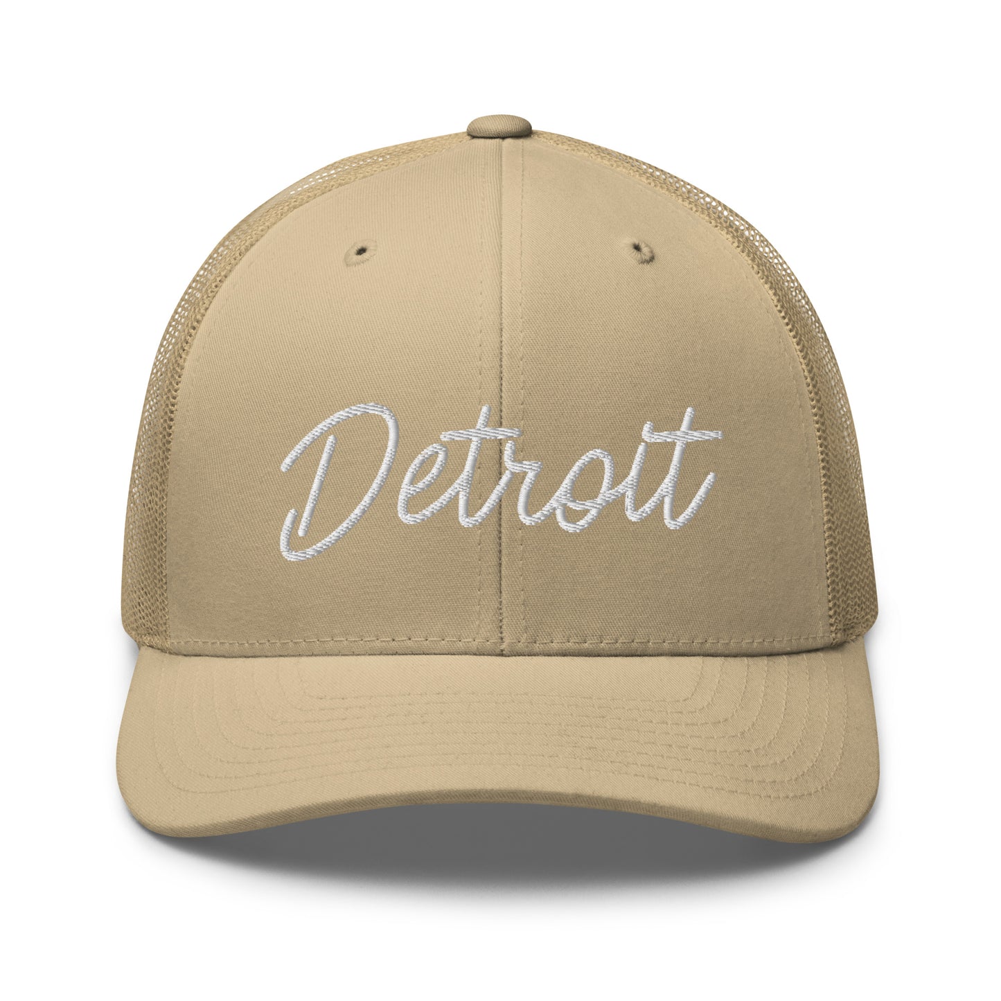 Detroit Retro Script Mid 6 Panel Snapback Trucker Hat