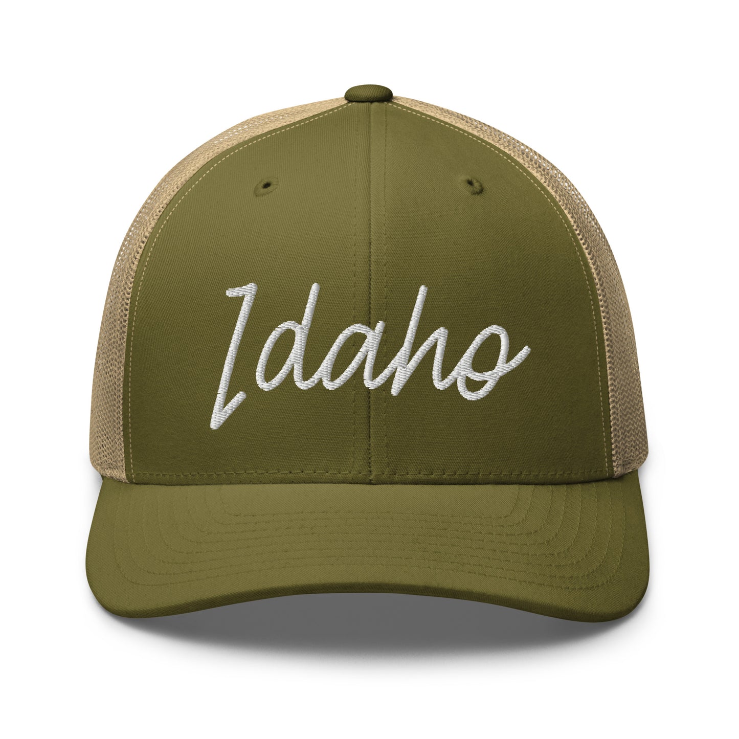 Idaho Retro Script Mid 6 Panel Snapback Trucker Hat