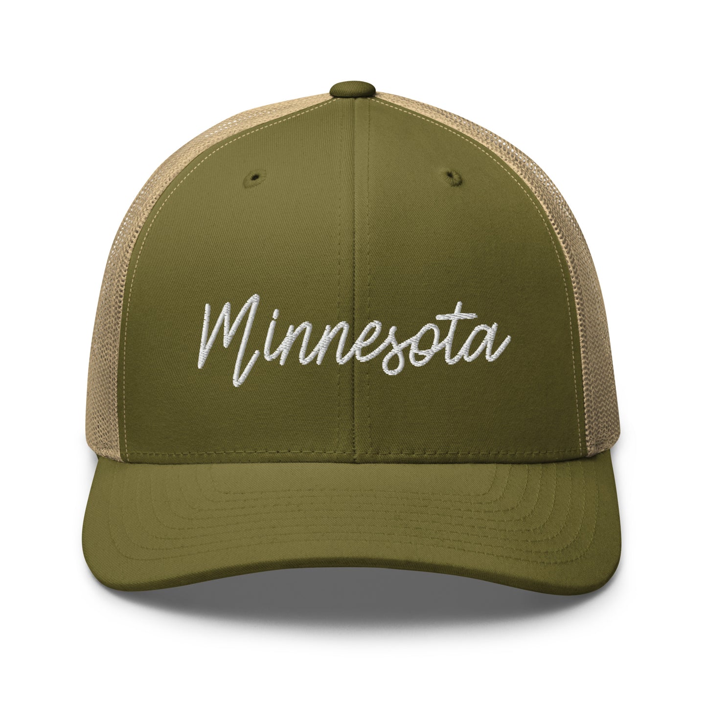 Minnesota Retro Script Mid 6 Panel Snapback Trucker Hat