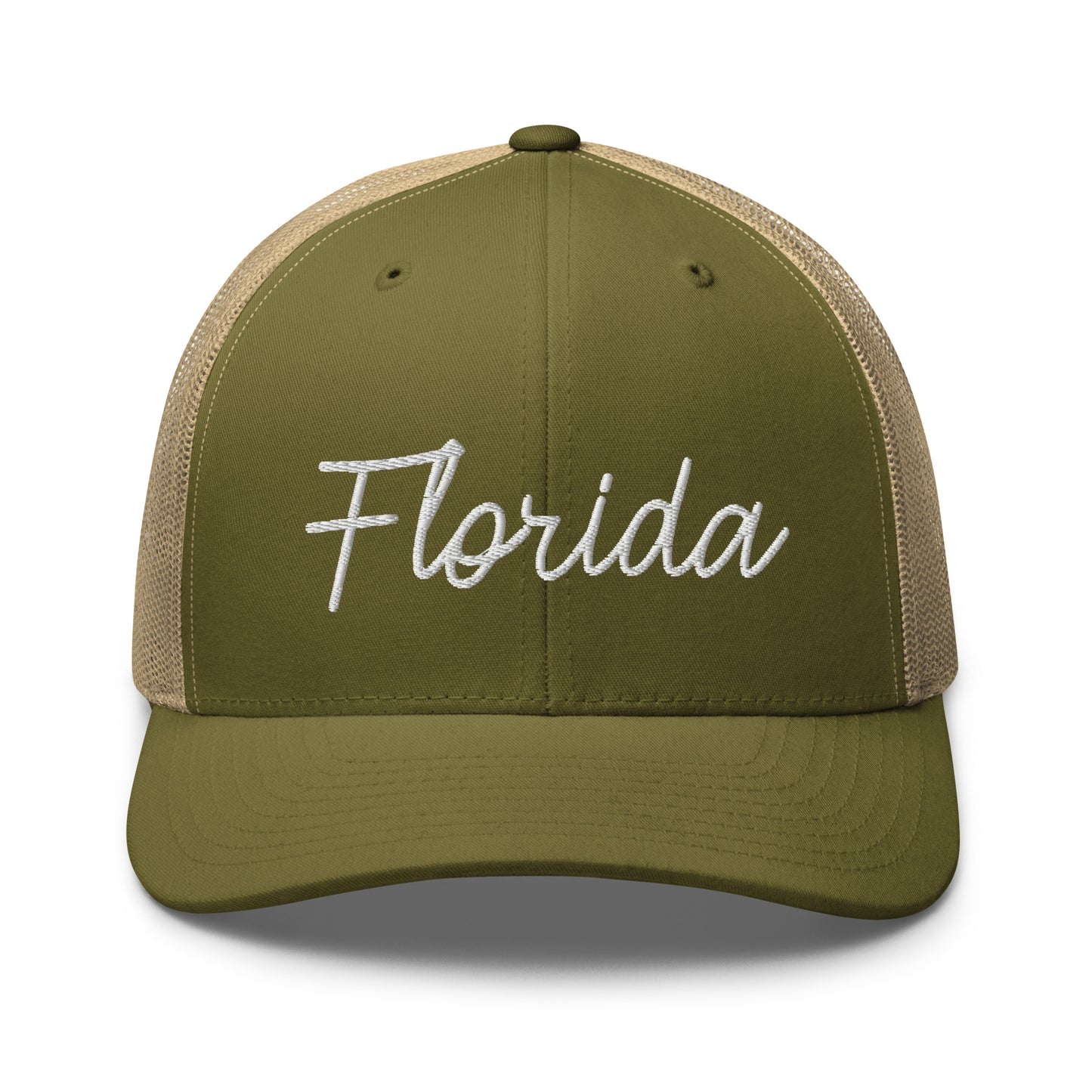 Florida Retro Script Mid 6 Panel Snapback Trucker Hat