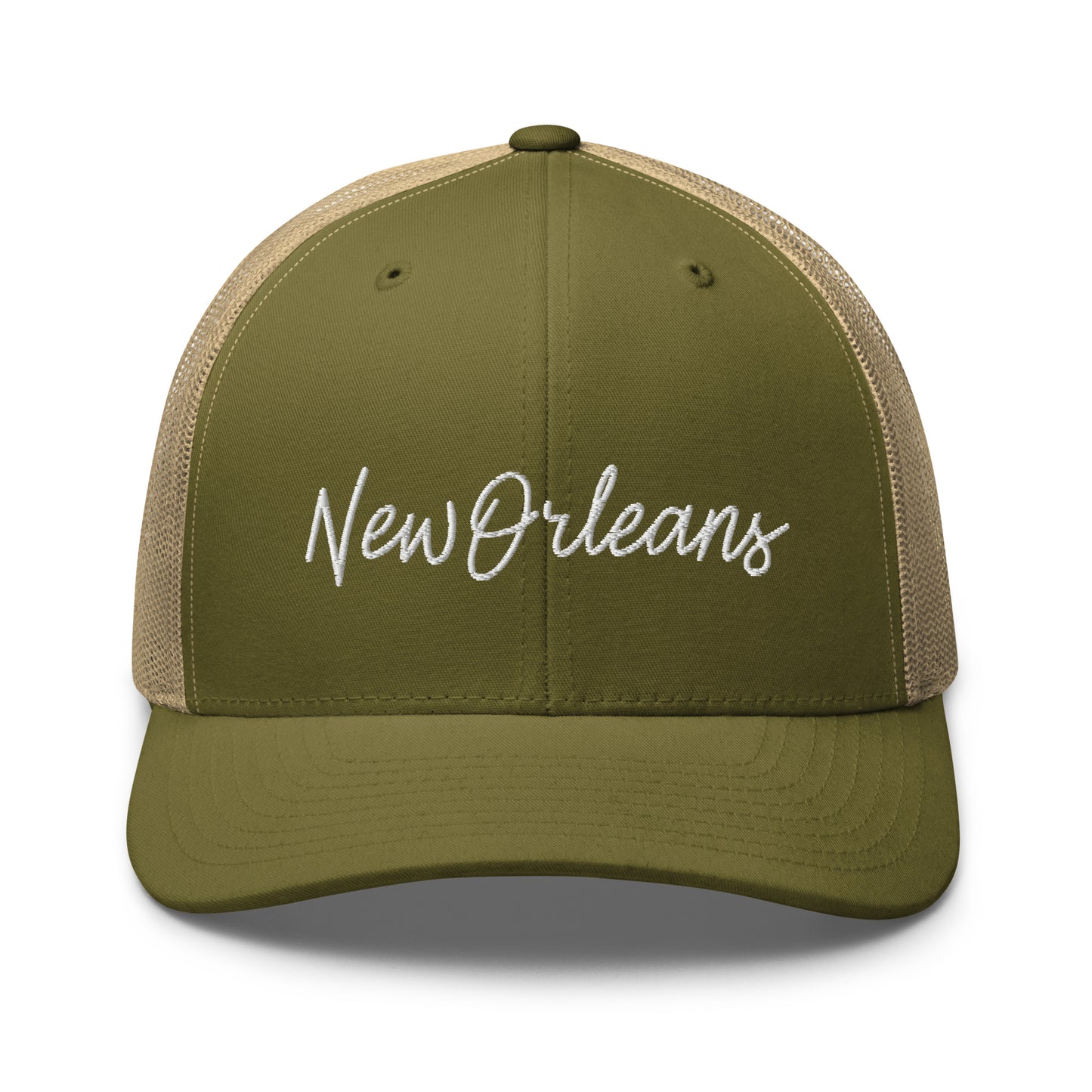 New Orleans Retro Script Mid 6 Panel Snapback Trucker Hat