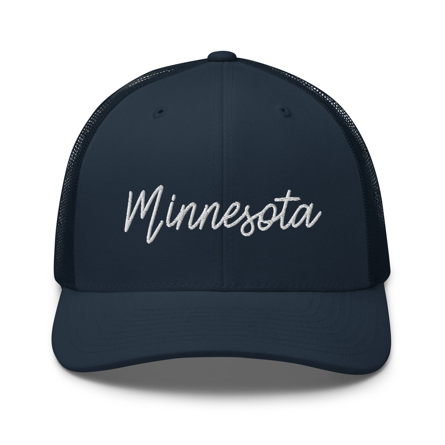 Minnesota Retro Script Mid 6 Panel Snapback Trucker Hat