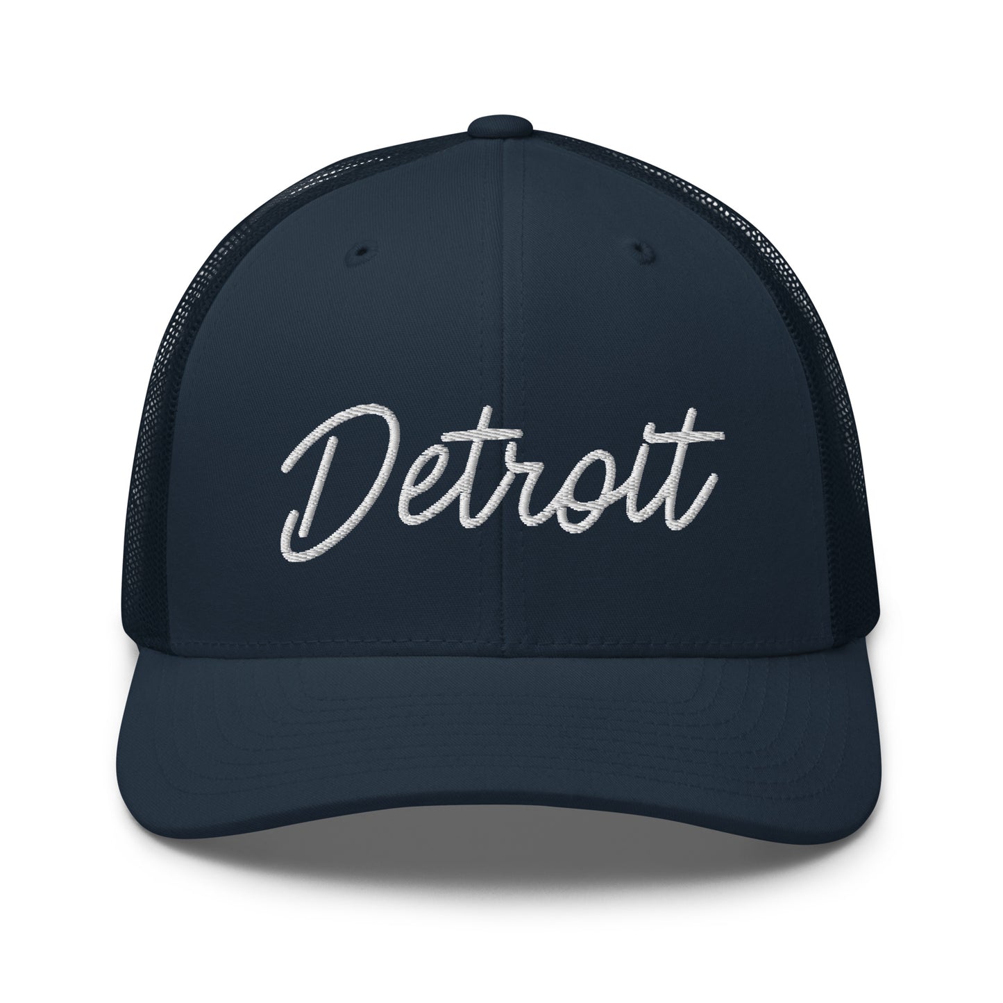 Detroit Retro Script Mid 6 Panel Snapback Trucker Hat