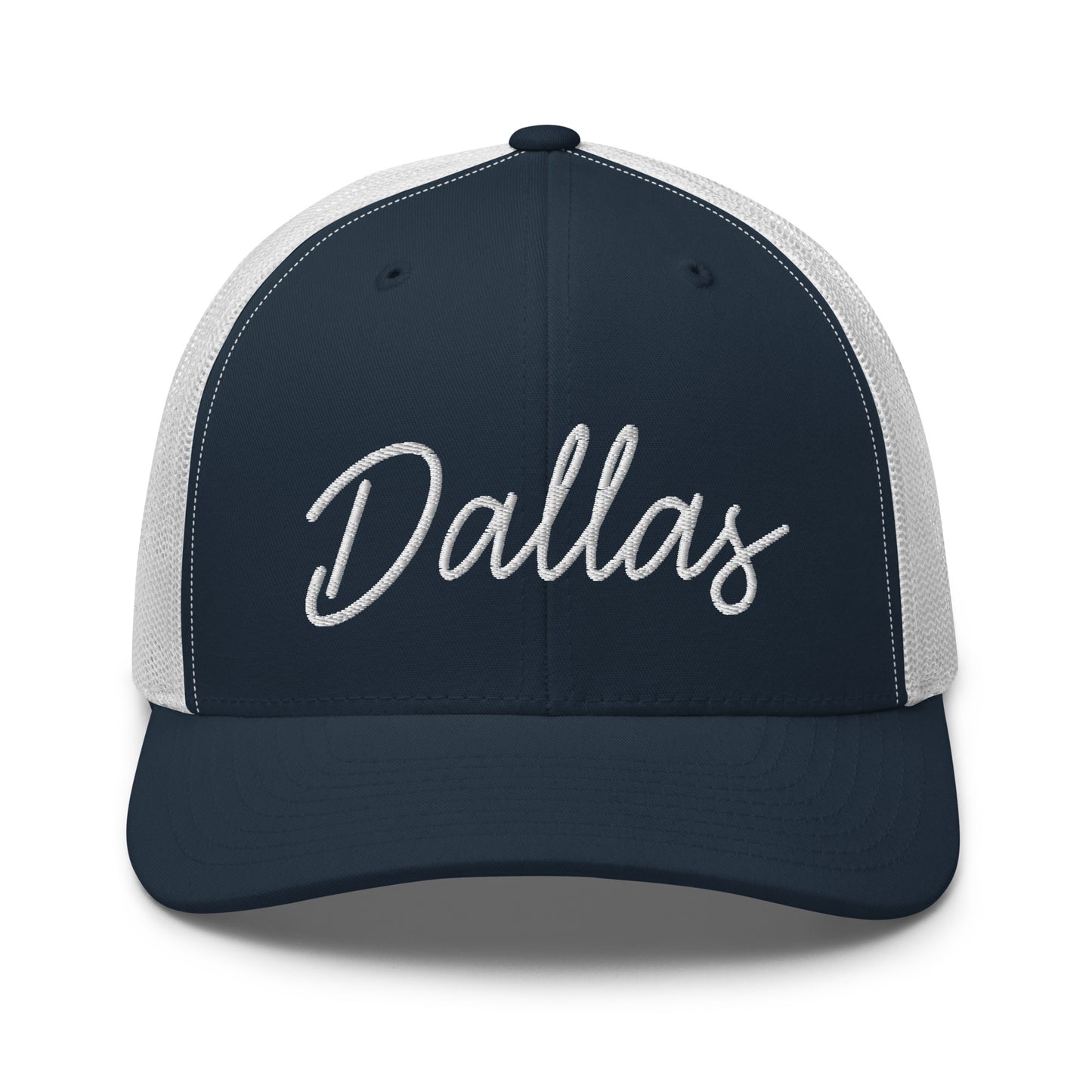 Dallas Retro Script Mid 6 Panel Snapback Trucker Hat