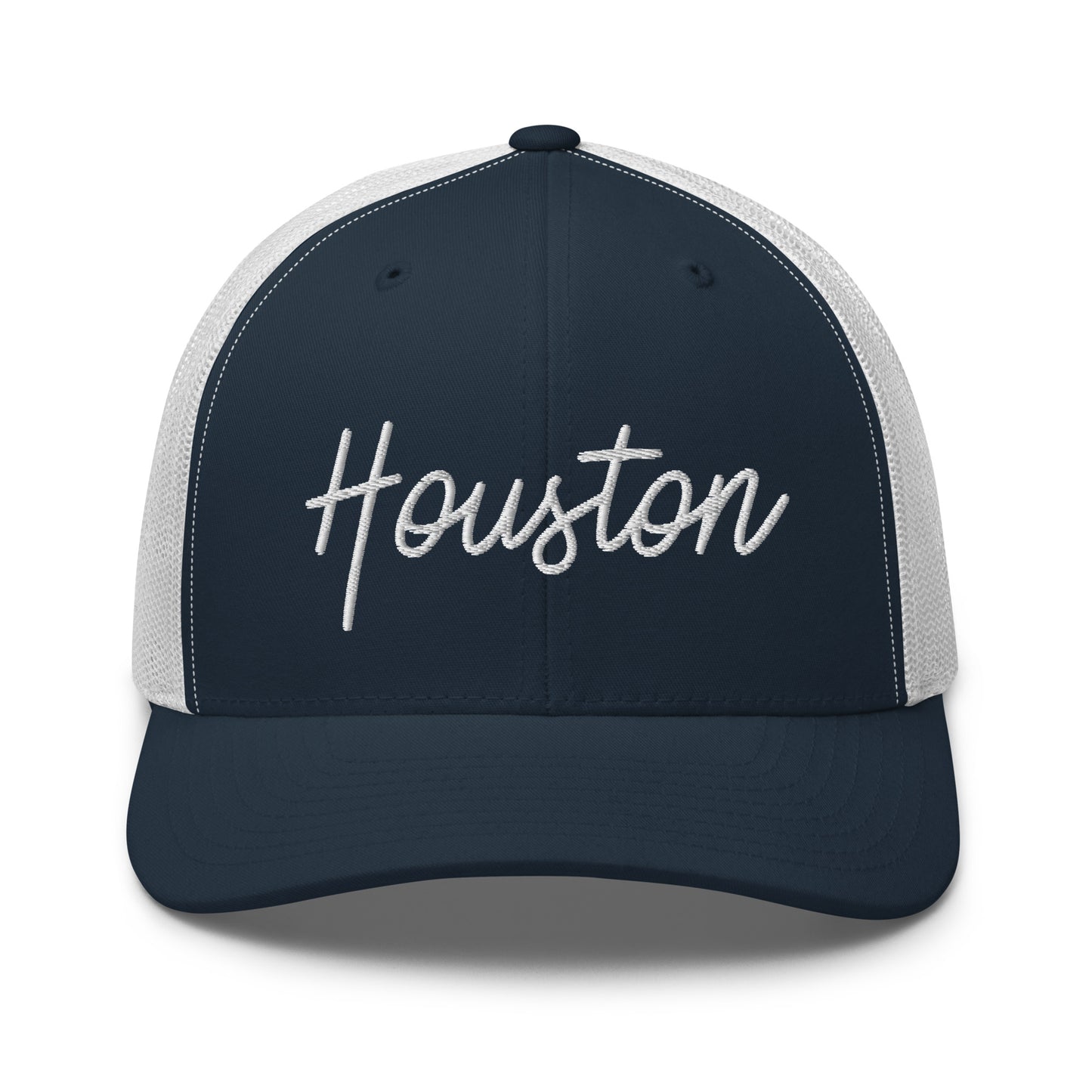 Houston Retro Script Mid 6 Panel Snapback Trucker Hat