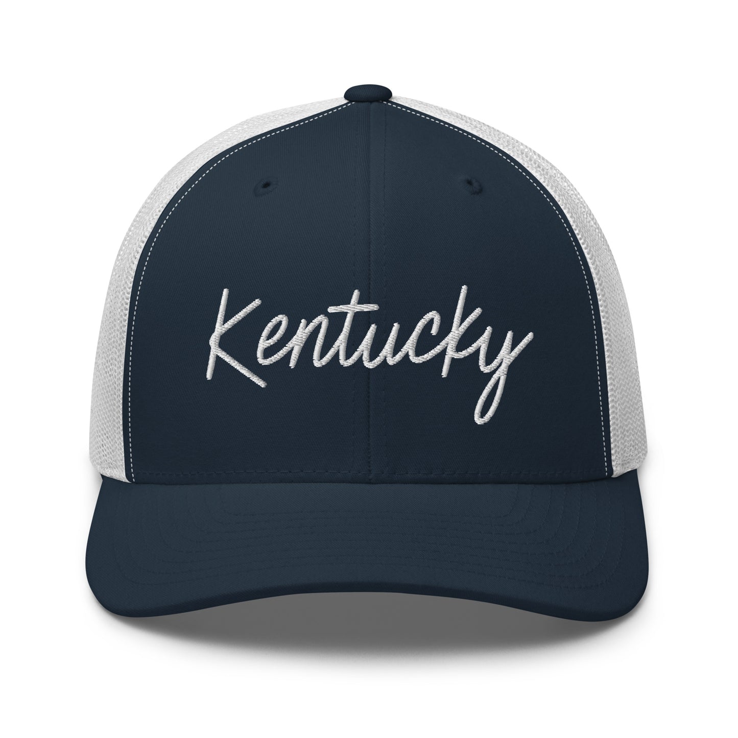 Kentucky Retro Script Mid 6 Panel Snapback Trucker Hat