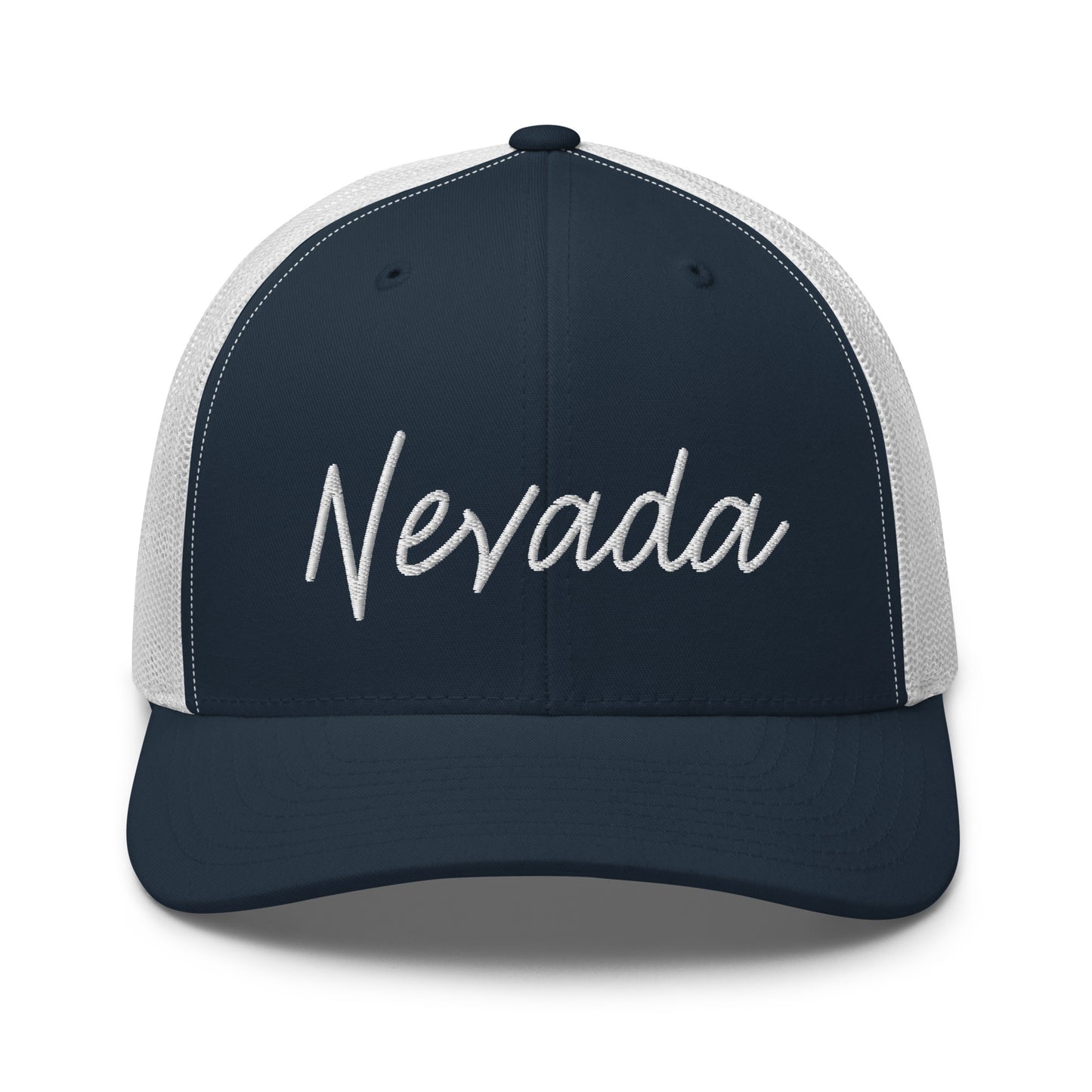Nevada Retro Script Mid 6 Panel Snapback Trucker Hat