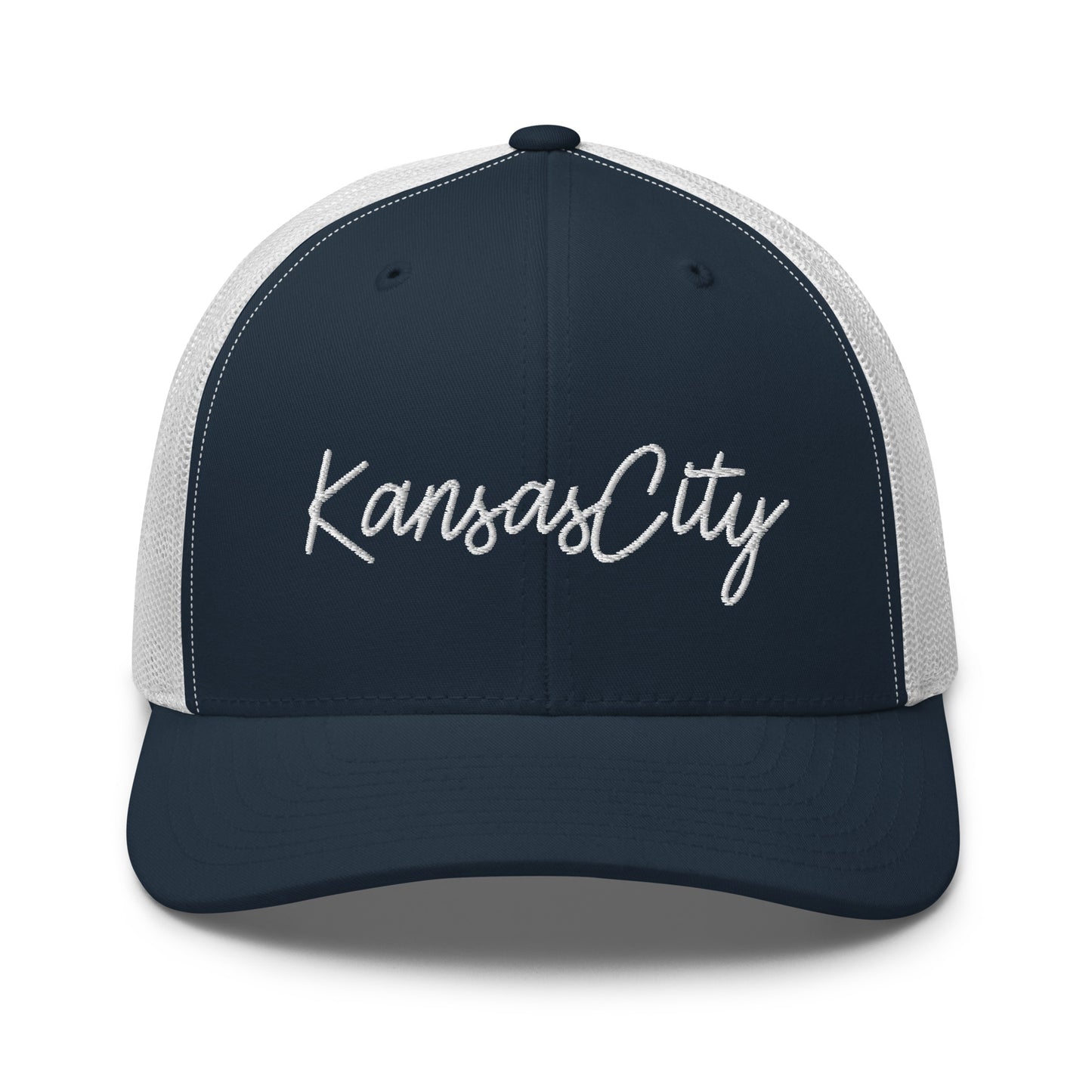 Kansas City Retro Script Mid 6 Panel Snapback Trucker Hat