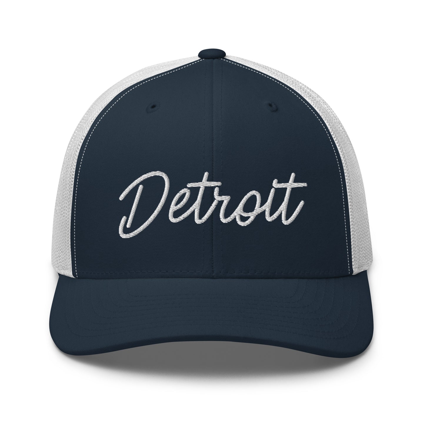 Detroit Retro Script Mid 6 Panel Snapback Trucker Hat