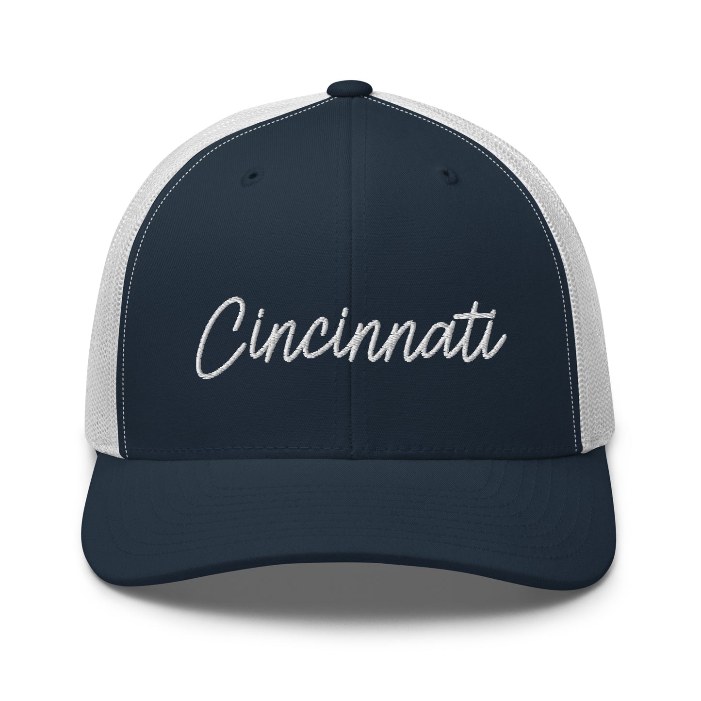 Cincinnati Retro Script Mid 6 Panel Snapback Trucker Hat