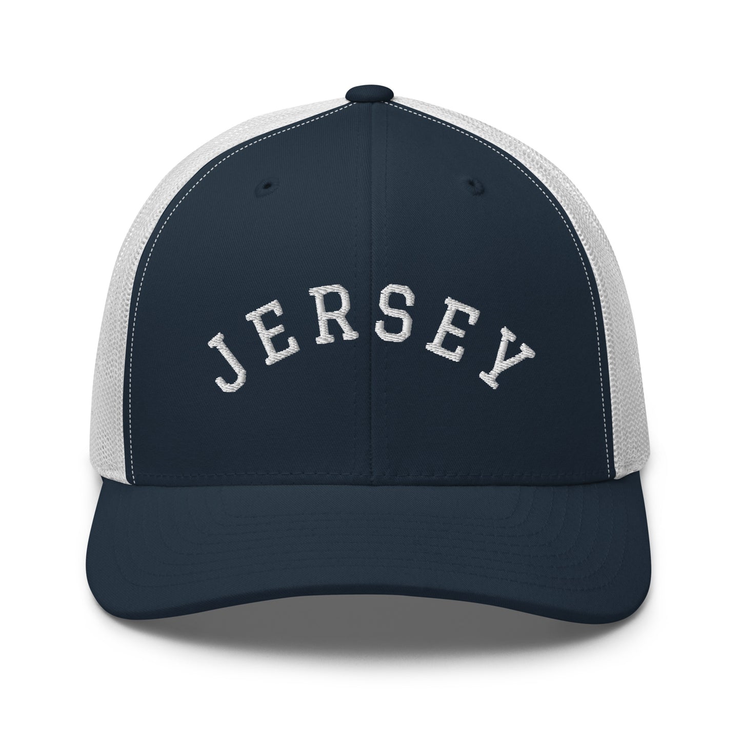 New Jersey "Jersey" Arch Mid 6 Panel Snapback Trucker Hat