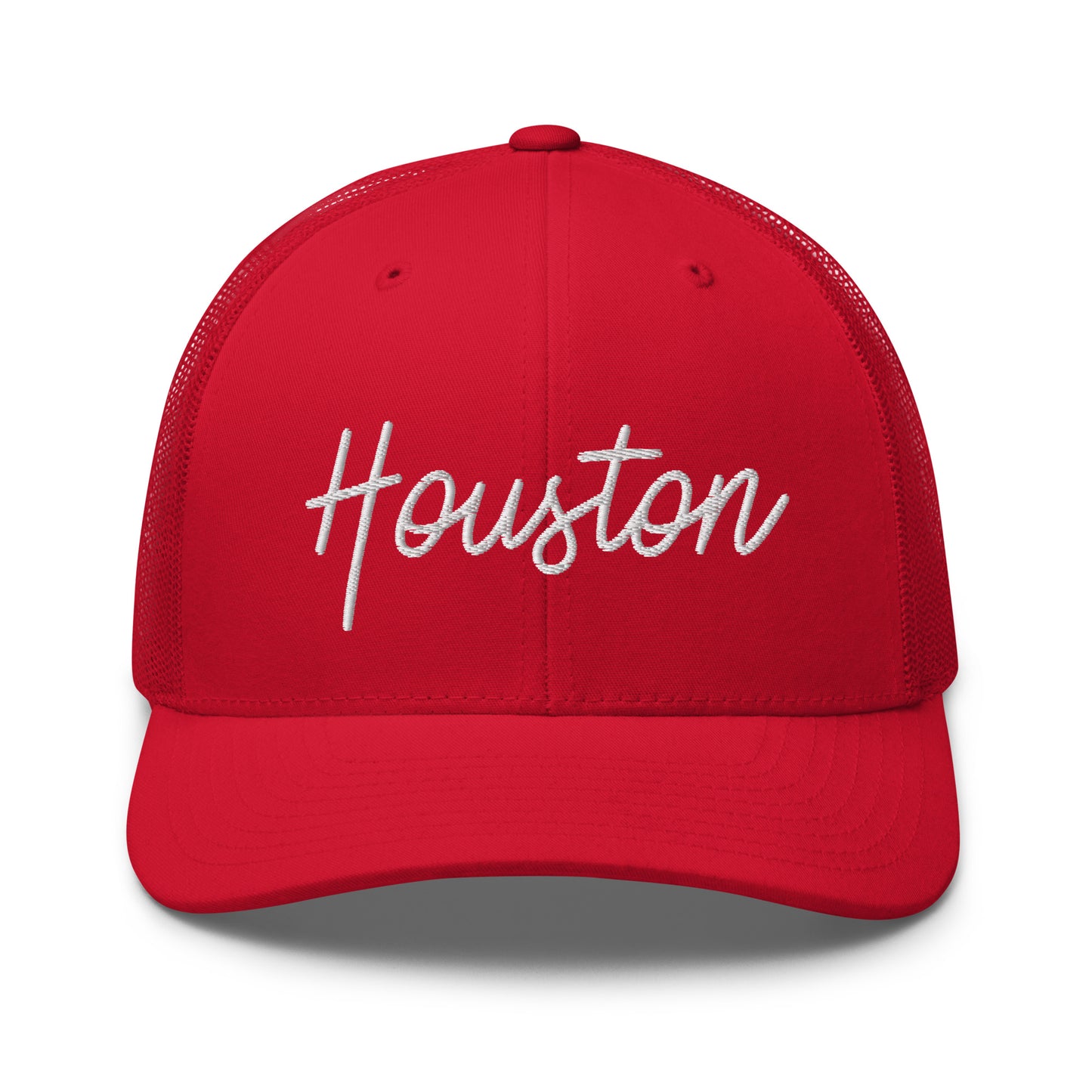 Houston Retro Script Mid 6 Panel Snapback Trucker Hat