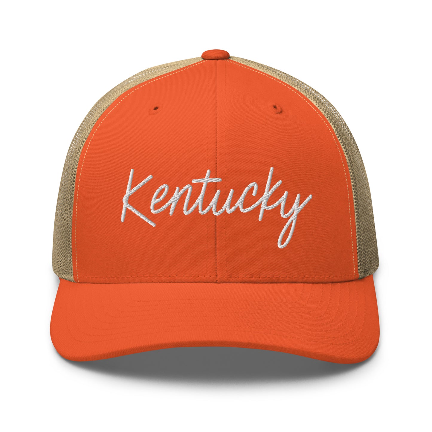 Kentucky Retro Script Mid 6 Panel Snapback Trucker Hat