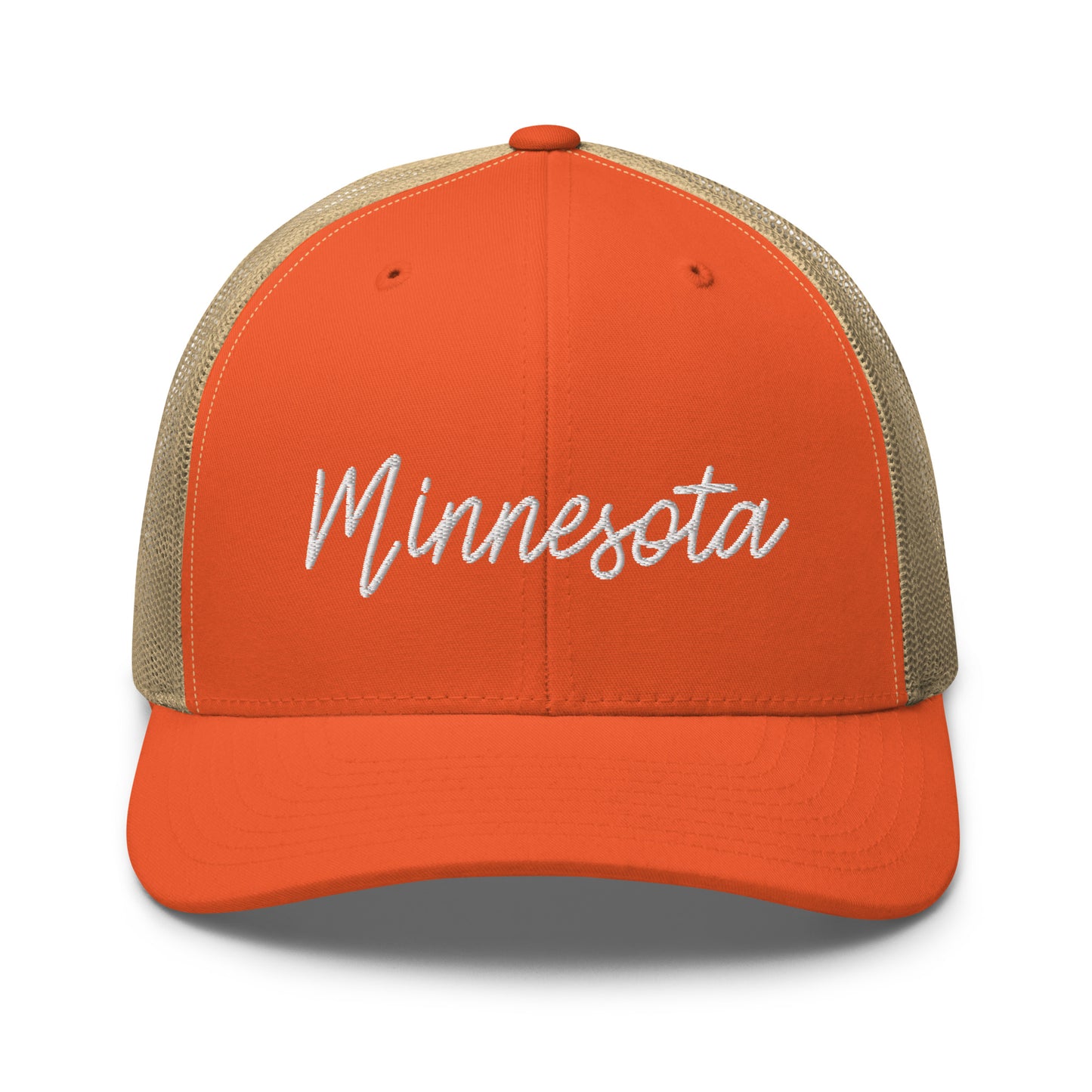 Minnesota Retro Script Mid 6 Panel Snapback Trucker Hat