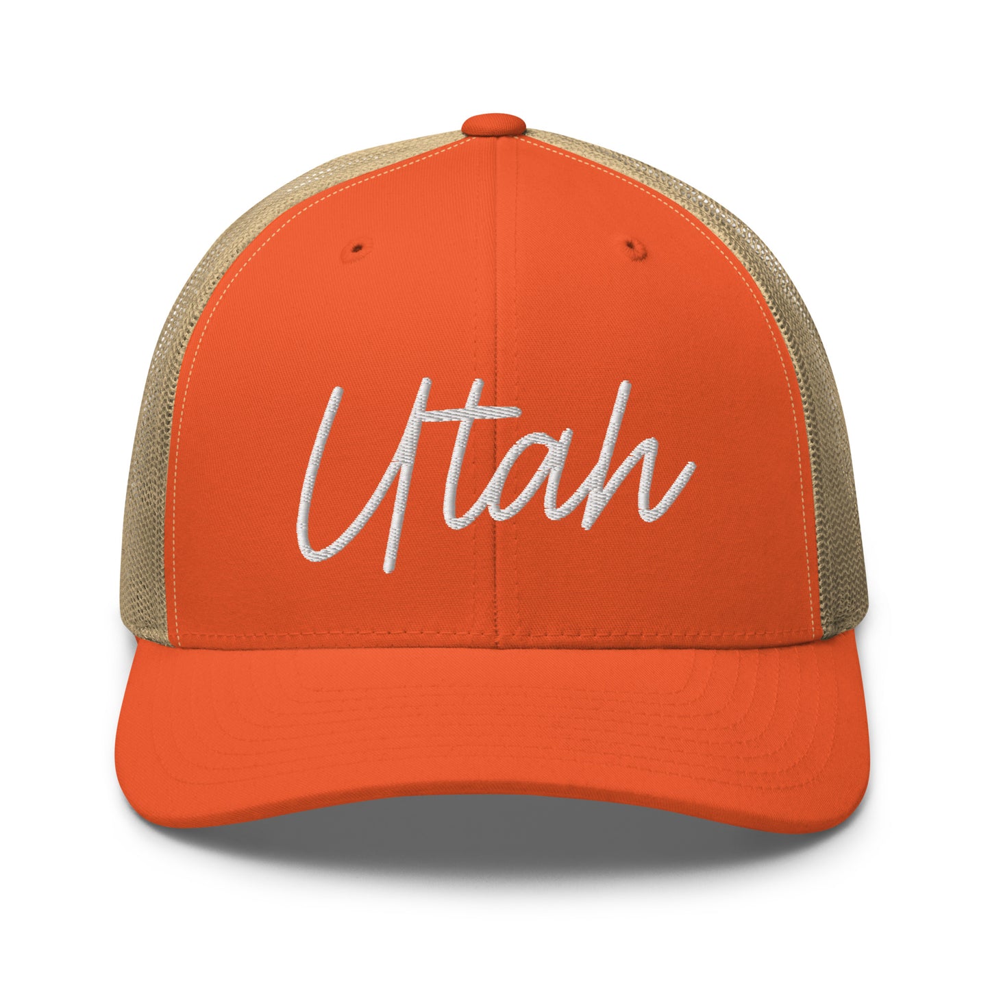 Utah Retro Script Mid 6 Panel Snapback Trucker Hat
