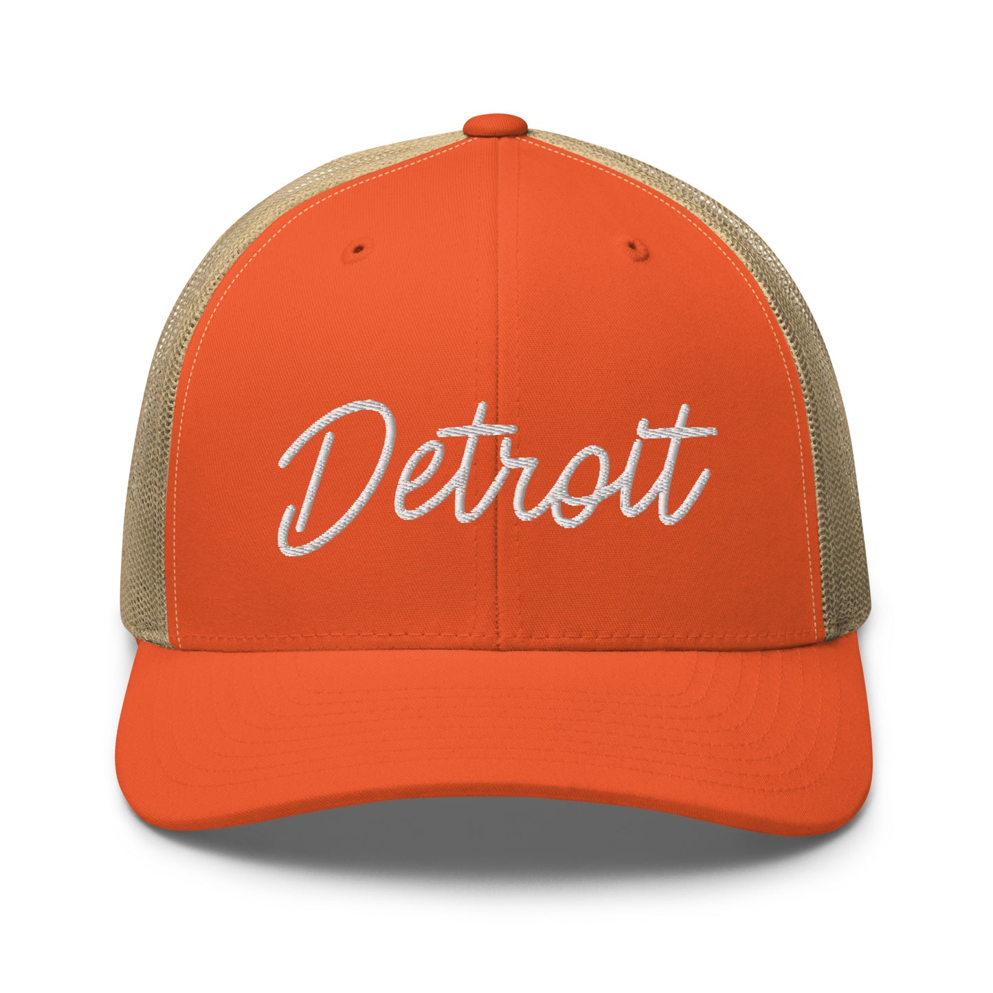 Detroit Retro Script Mid 6 Panel Snapback Trucker Hat