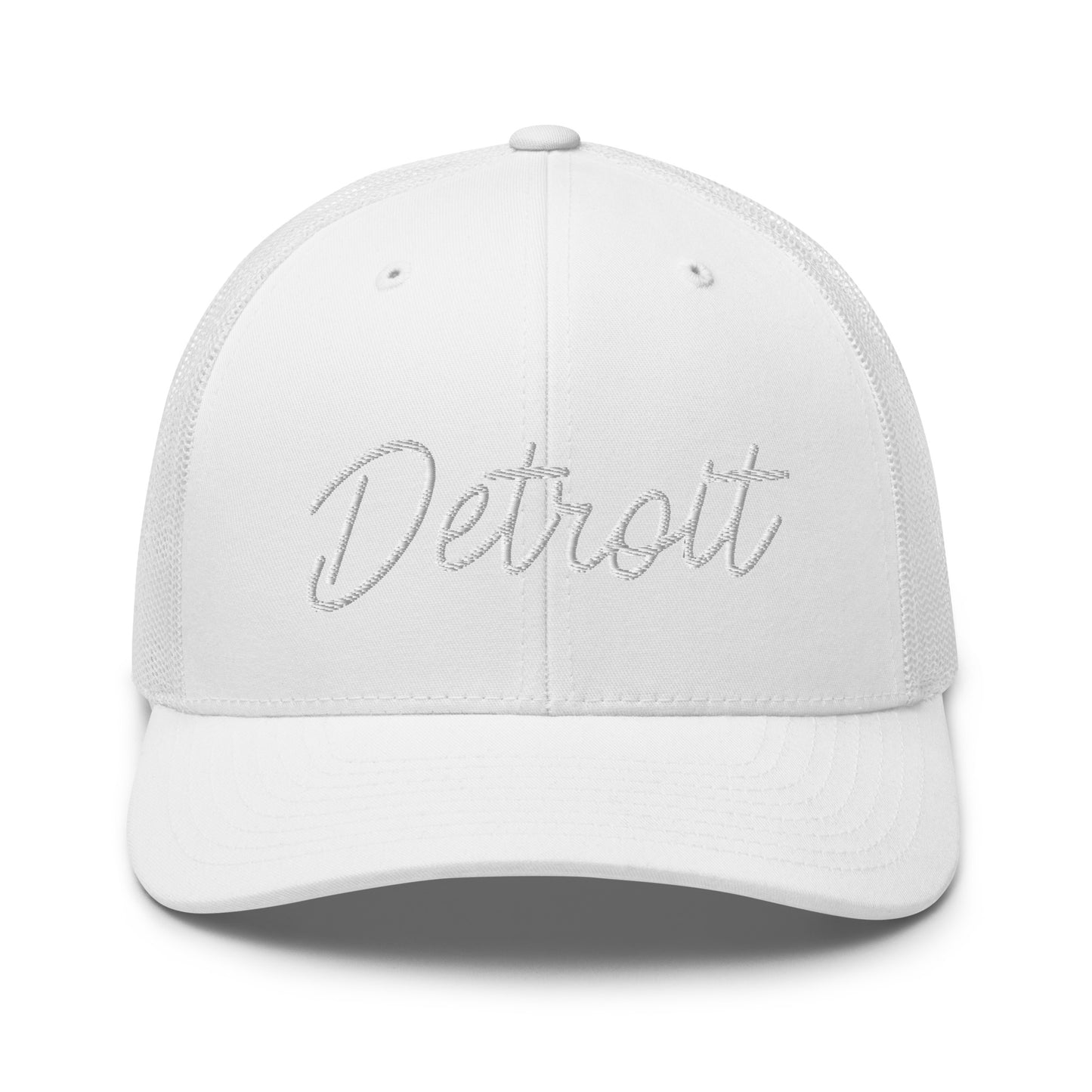 Detroit Retro Script Mid 6 Panel Snapback Trucker Hat